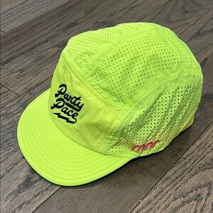 Neon Yellow Rnnr hat with Party Pace Logo